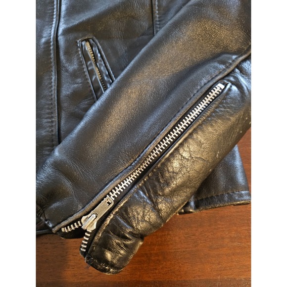 BROOKS Leather Sportswear Black Motorcycle Jacket Zip Out Liner USA Size 32 - Picture 5 of 11